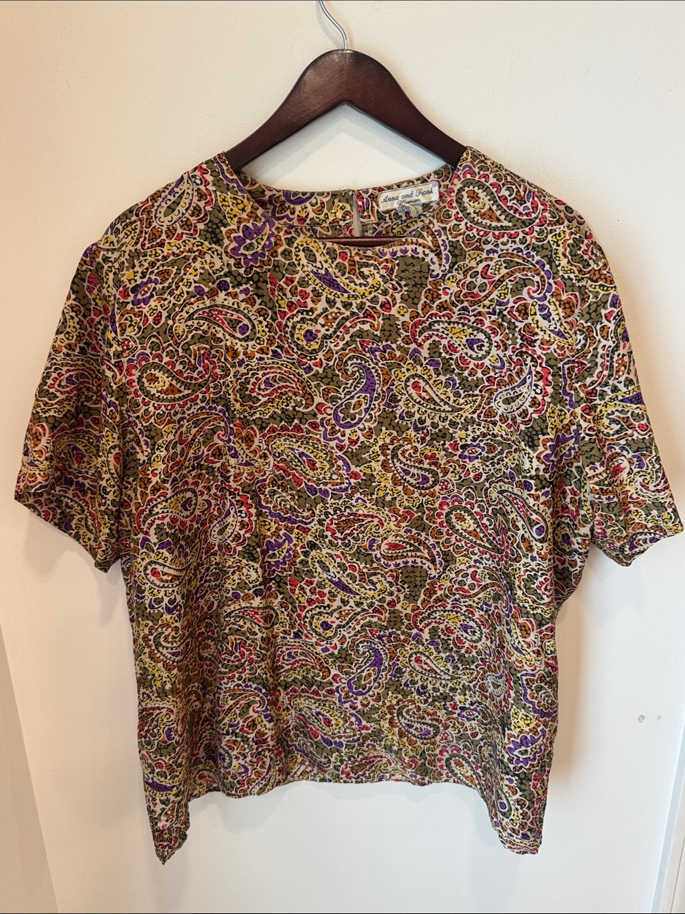 Vintage Anna and Frank Woman 100% Silk Paisley Print Blouse Top Plus Size 22W